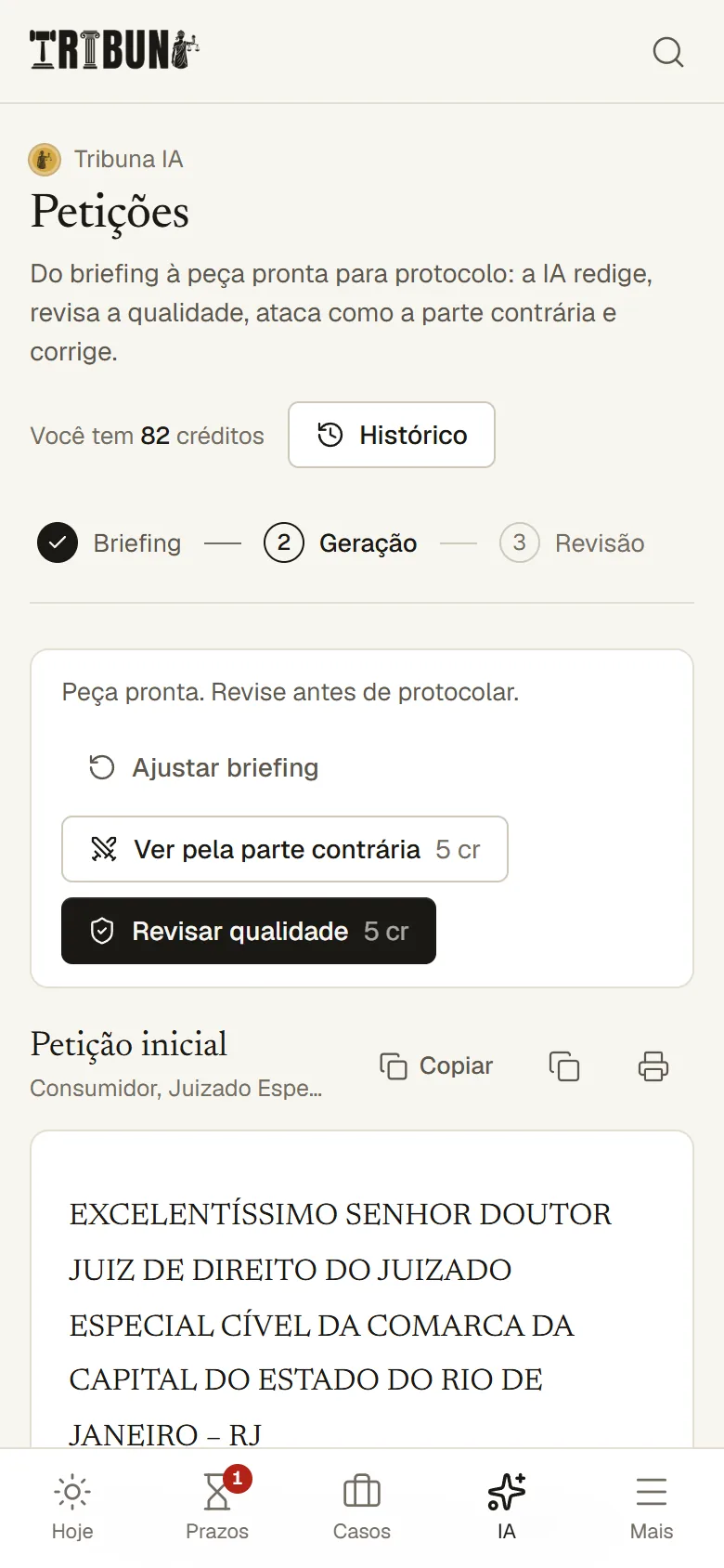 Petição pronta no celular, com revisão de qualidade e parte contrária