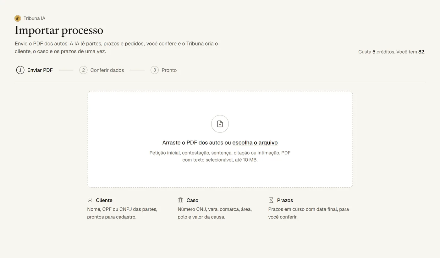 Importação de processo pelo PDF dos autos